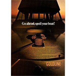 1971 Goldline Rope Dock Lines Vintage Print Ad Sunset Sail Nautical Wall Art